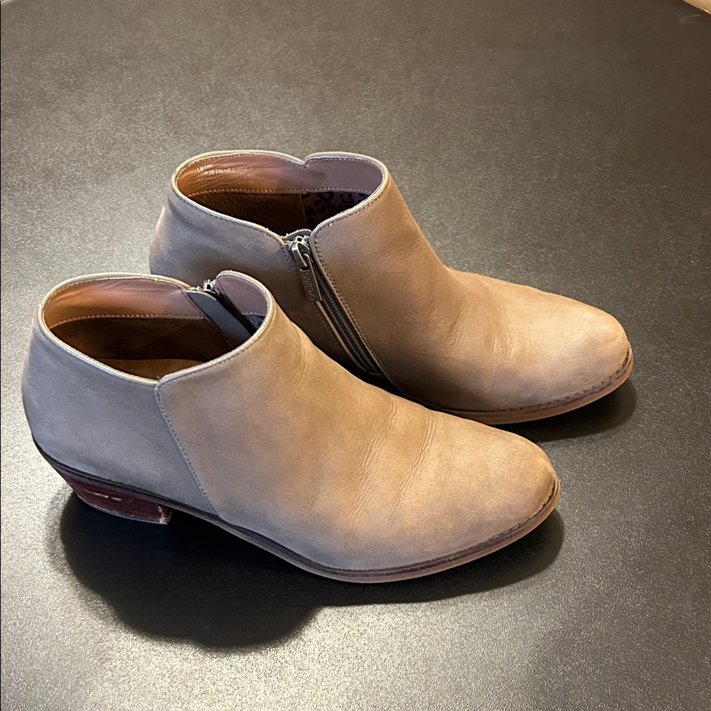 Gray Leather Ankle Boots
